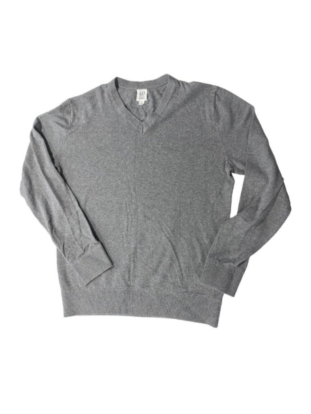 GAP Men's‎ V-Neck Cotton Sweater Small Gray Preppy Capsule Wardrobe Office Chic